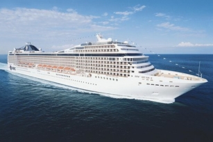 image of MSC Musica an a sunny day gliding through the sea