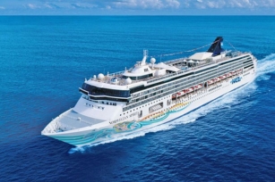 Aerial view of Norwegian Spirit featuring the deep blue sea